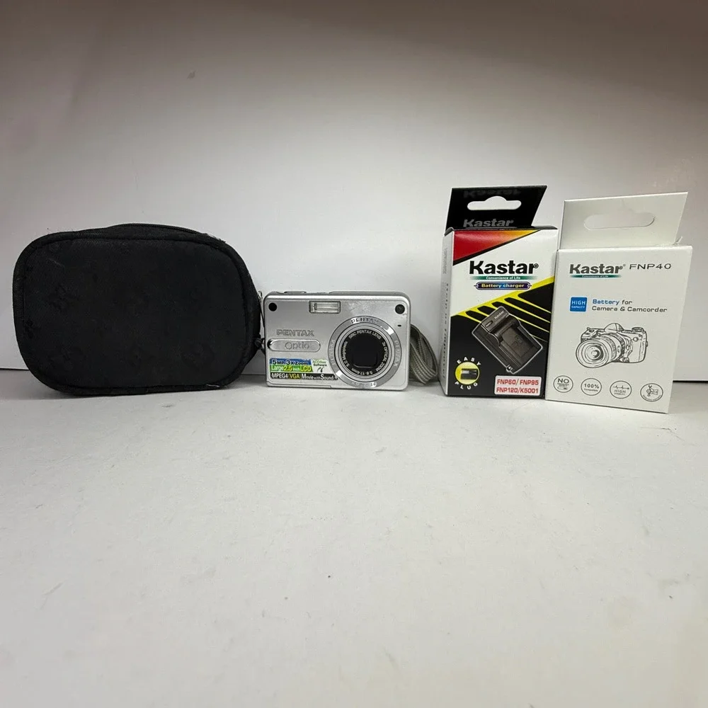 Pentax Optio S5z Silver Digital Camera 5.0MP 3x Zoom Bundle with Charger Case
